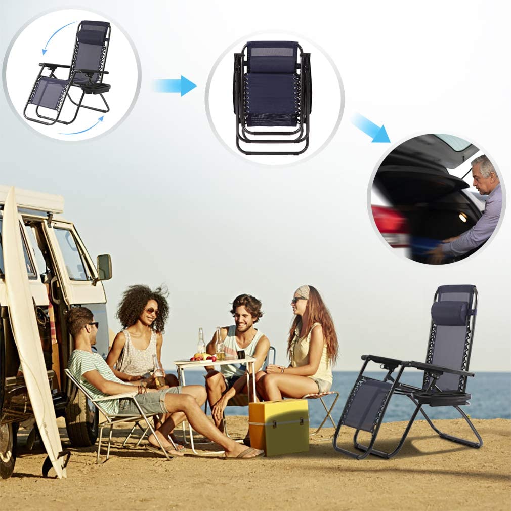 FDW Zero Gravity Chairs with Cup Holder and Pillow