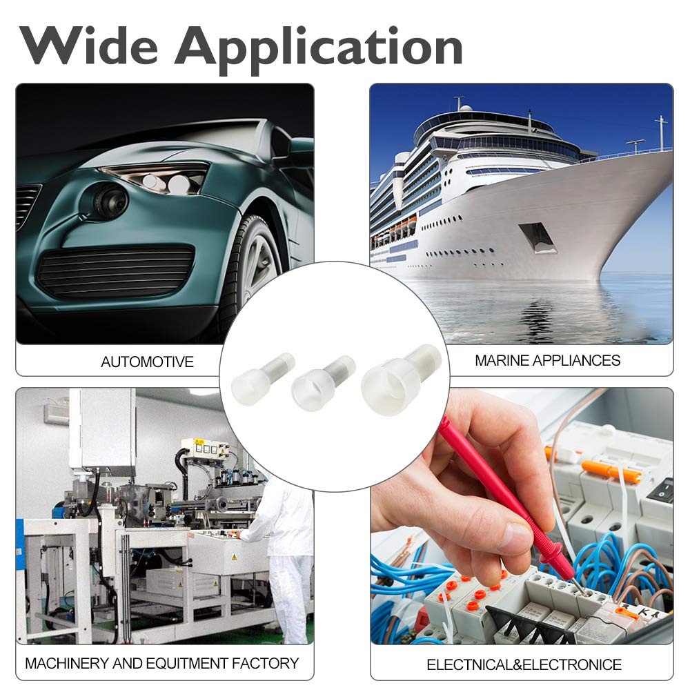 AIRIC Closed End Crimp Connector 100pcs 22-16AWG Copper Core and Nylon Wire Connectors