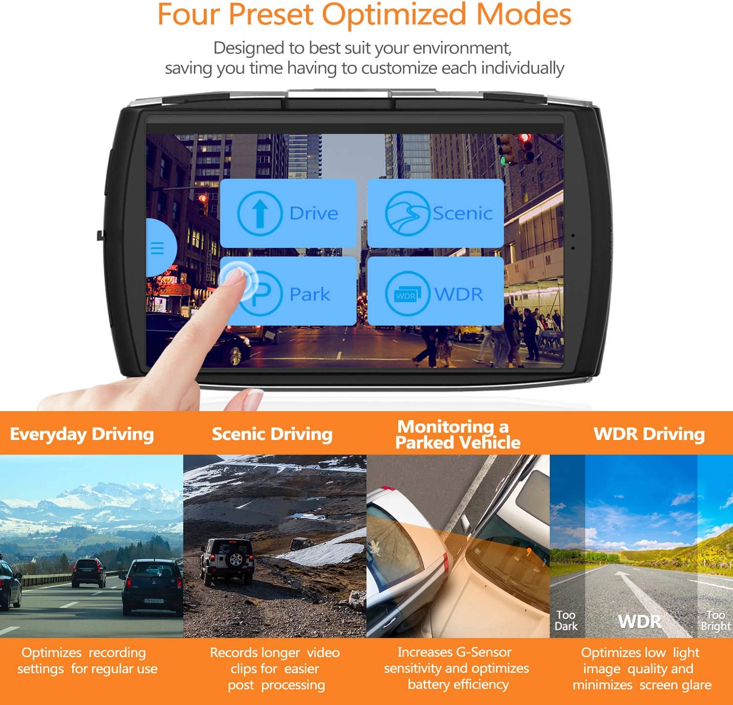 Z-Edge Dash Cam Front And Rear 4.0" Touch Screen Dual Dash Cam
