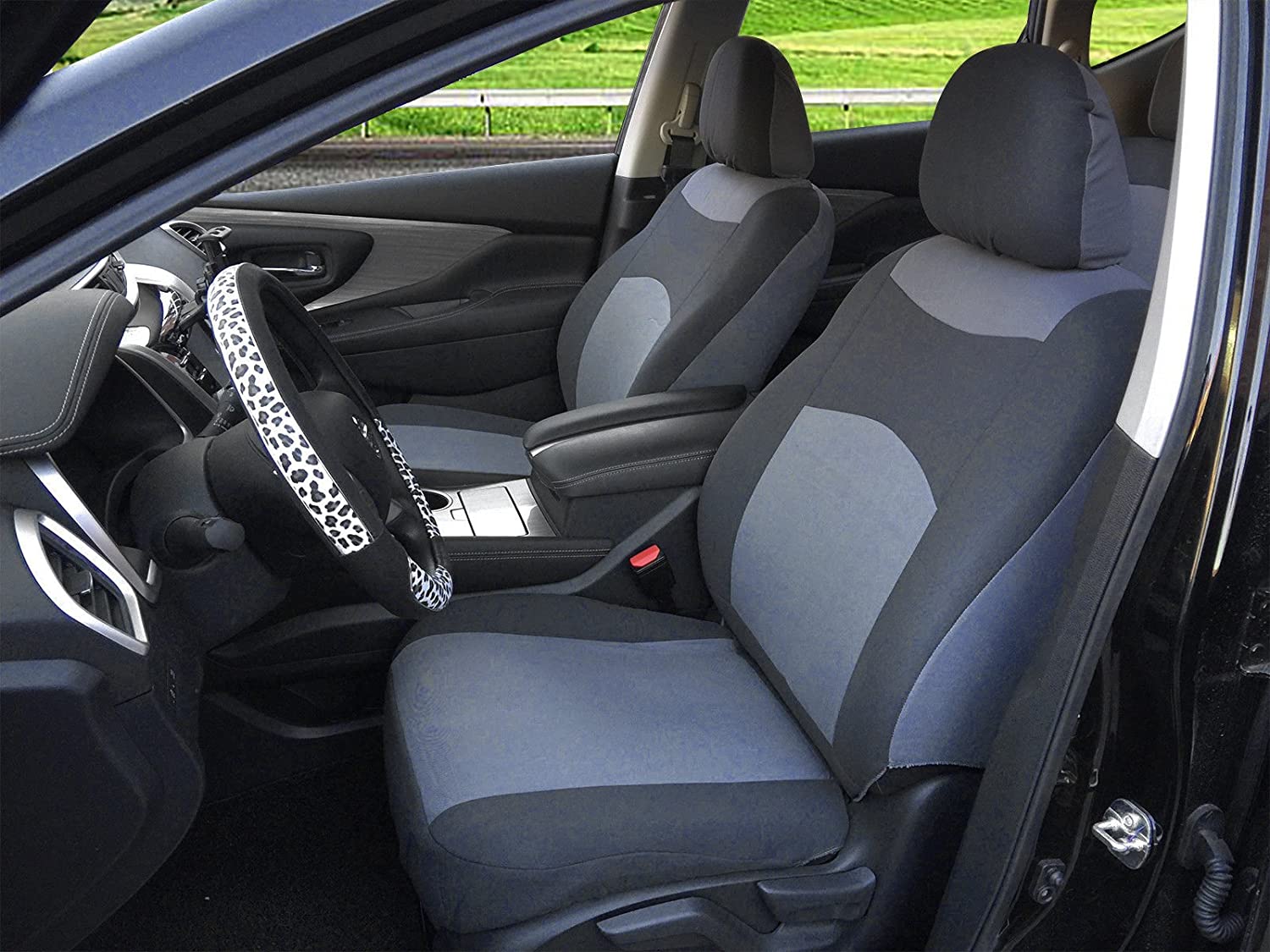 116002 Grey-Fabric 2 Front Car Seat Covers