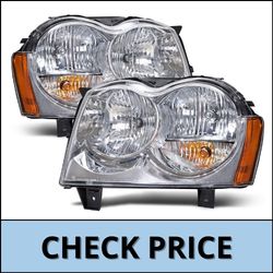 Headlightsdepot chrome housing halogen headlights compatible with jeep grand Cherokee